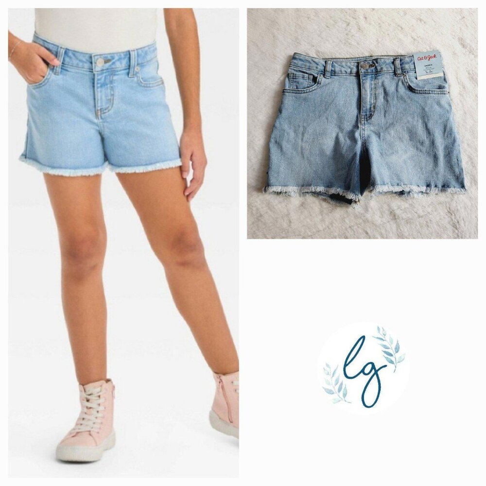 Cat & Jack Girls' Cut-Off Mid-Rise Jean Shorts (XL) 4KIDP-J